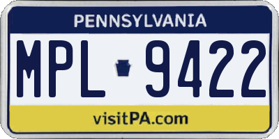PA license plate MPL9422