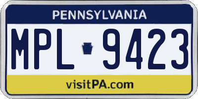 PA license plate MPL9423
