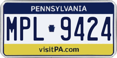 PA license plate MPL9424