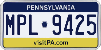 PA license plate MPL9425
