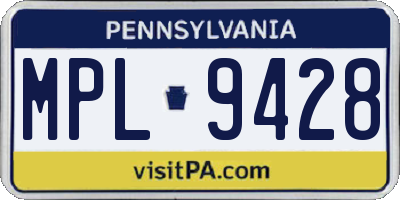PA license plate MPL9428