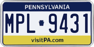 PA license plate MPL9431