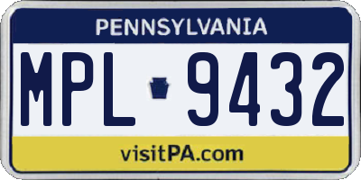 PA license plate MPL9432