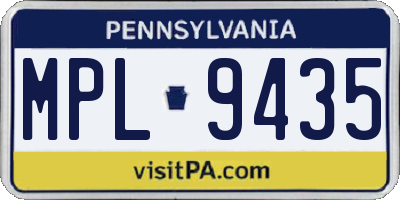 PA license plate MPL9435