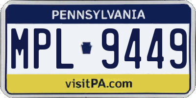 PA license plate MPL9449