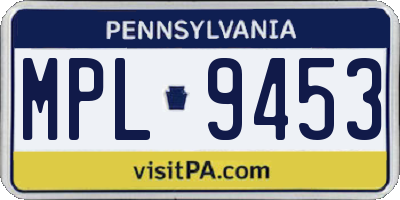 PA license plate MPL9453