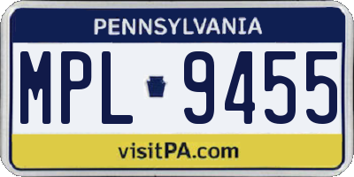 PA license plate MPL9455