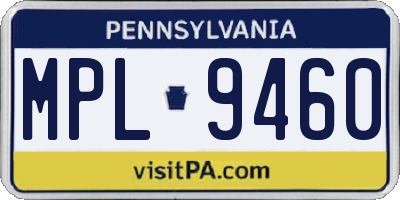 PA license plate MPL9460