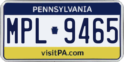 PA license plate MPL9465