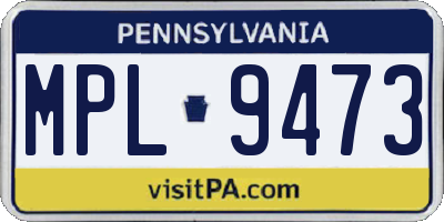 PA license plate MPL9473