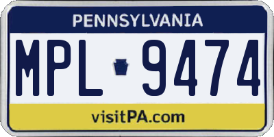 PA license plate MPL9474