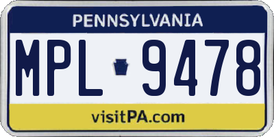 PA license plate MPL9478