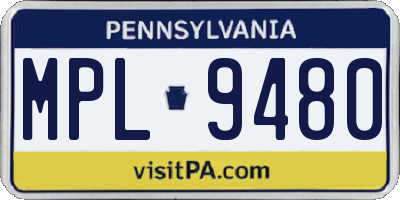 PA license plate MPL9480