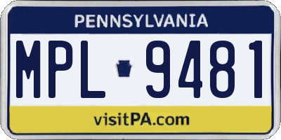 PA license plate MPL9481