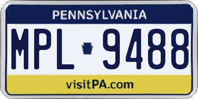 PA license plate MPL9488