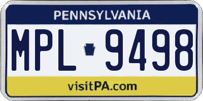 PA license plate MPL9498