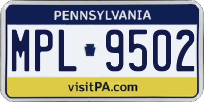 PA license plate MPL9502