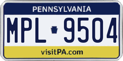 PA license plate MPL9504