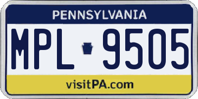 PA license plate MPL9505