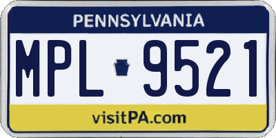 PA license plate MPL9521