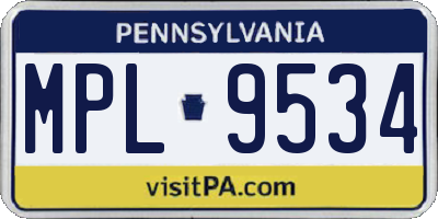 PA license plate MPL9534