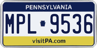 PA license plate MPL9536