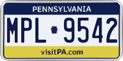 PA license plate MPL9542