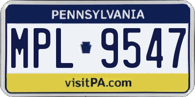 PA license plate MPL9547