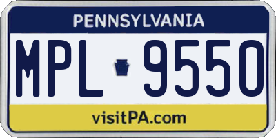 PA license plate MPL9550