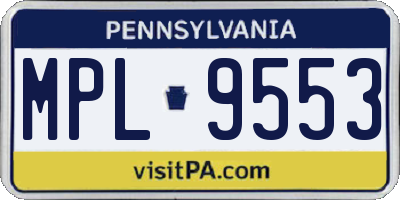PA license plate MPL9553