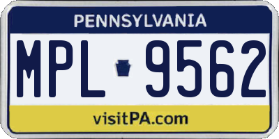 PA license plate MPL9562