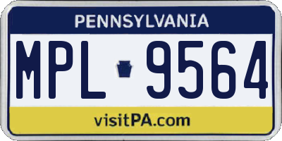 PA license plate MPL9564