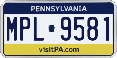PA license plate MPL9581