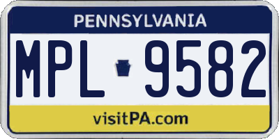 PA license plate MPL9582