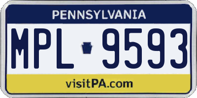 PA license plate MPL9593