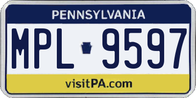 PA license plate MPL9597