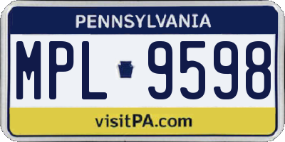 PA license plate MPL9598