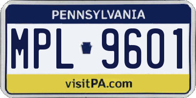 PA license plate MPL9601
