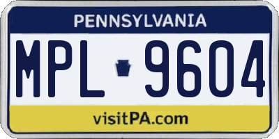 PA license plate MPL9604