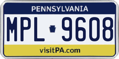 PA license plate MPL9608