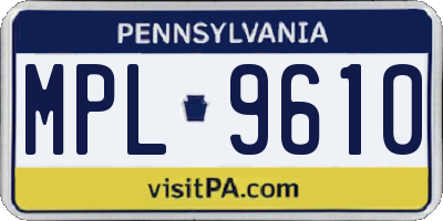 PA license plate MPL9610