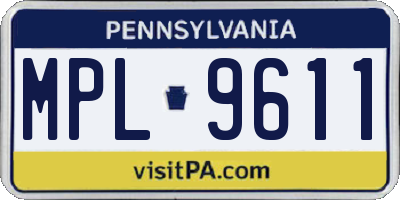PA license plate MPL9611