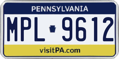 PA license plate MPL9612
