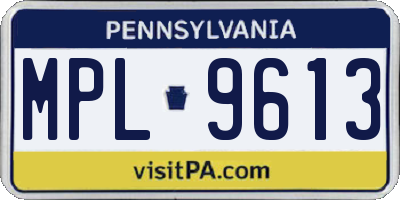 PA license plate MPL9613