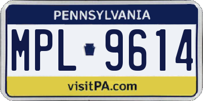PA license plate MPL9614