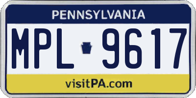 PA license plate MPL9617