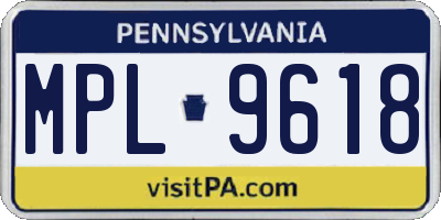 PA license plate MPL9618