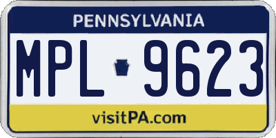 PA license plate MPL9623