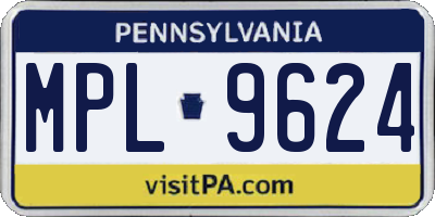 PA license plate MPL9624