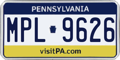 PA license plate MPL9626